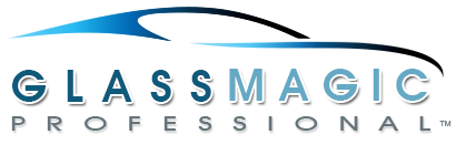 Logo for Glass Magic Professional, the one-step non-yellowing auto glass repair resin.