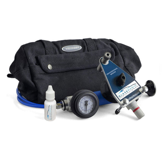 The Glass Magic Professional repairer's kit, complete with bridge and pump.